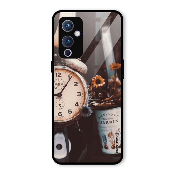 Clock And Flowers Glass Back Case for OnePlus 9