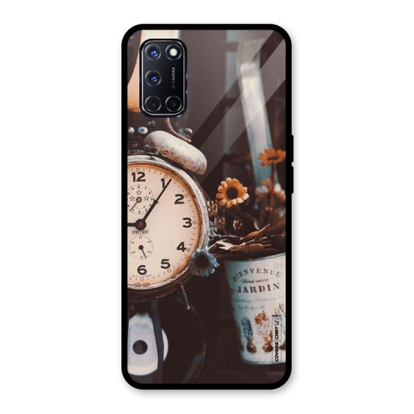 Clock And Flowers Glass Back Case for Oppo A52