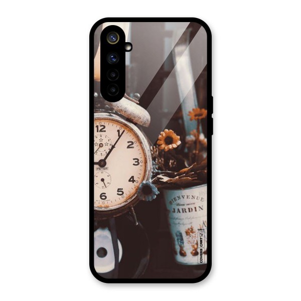 Clock And Flowers Glass Back Case for Realme 6