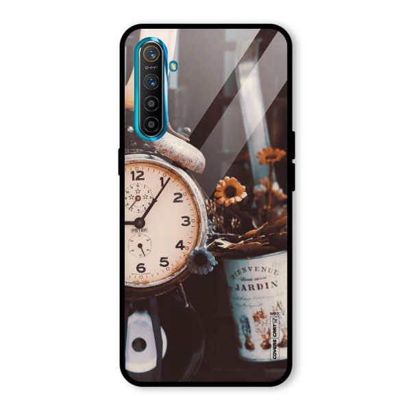 Clock And Flowers Glass Back Case for Realme XT