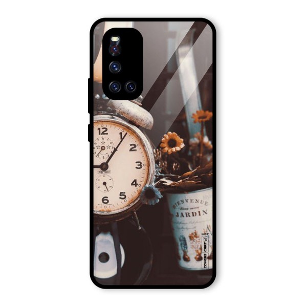 Clock And Flowers Glass Back Case for Vivo V19