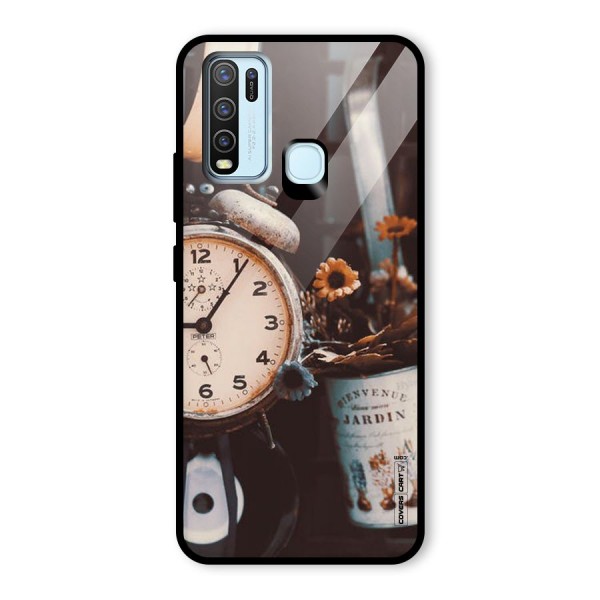 Clock And Flowers Glass Back Case for Vivo Y30