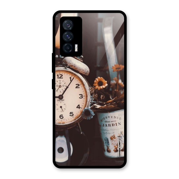 Clock And Flowers Glass Back Case for Vivo iQOO 7 5G