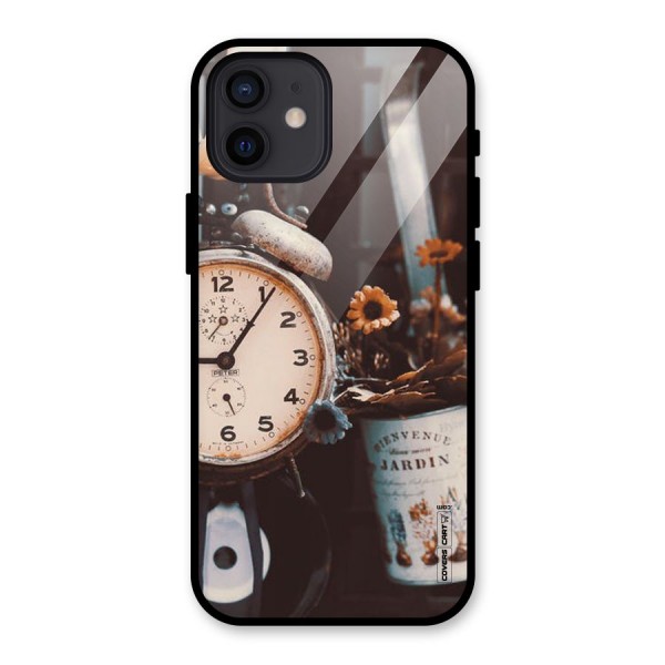 Clock And Flowers Glass Back Case for iPhone 12