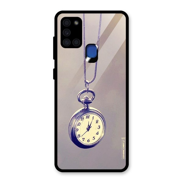 Clock Locket Glass Back Case for Galaxy A21s