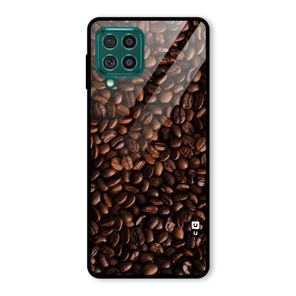 Coffee Beans Scattered Glass Back Case for Galaxy F62