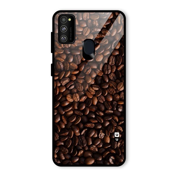 Coffee Beans Scattered Glass Back Case for Galaxy M21