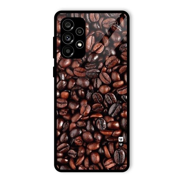 Coffee Beans Texture Glass Back Case for Galaxy A73 5G