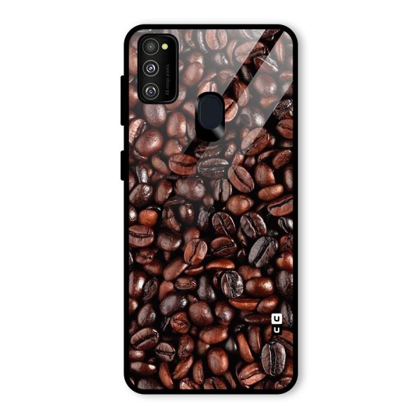 Coffee Beans Texture Glass Back Case for Galaxy M21