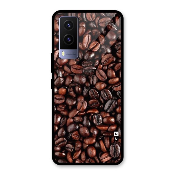 Coffee Beans Texture Glass Back Case for Vivo V21e 5G