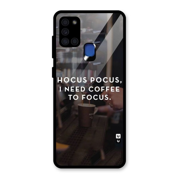 Coffee Focus Glass Back Case for Galaxy A21s