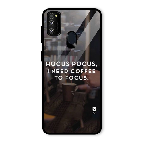 Coffee Focus Glass Back Case for Galaxy M21