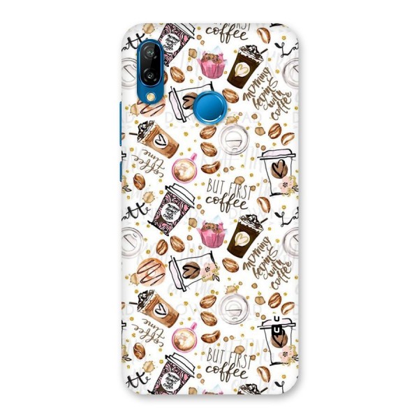 Coffee Pattern Back Case for Huawei P20 Lite