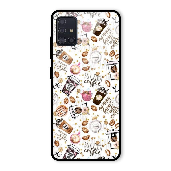 Coffee Pattern Glass Back Case for Galaxy A51