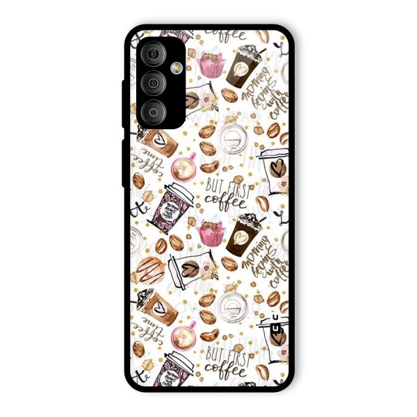 Coffee Pattern Glass Back Case for Galaxy F23