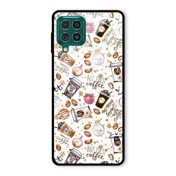 Coffee Pattern Glass Back Case for Galaxy F62