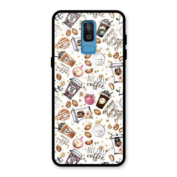 Coffee Pattern Glass Back Case for Galaxy J8