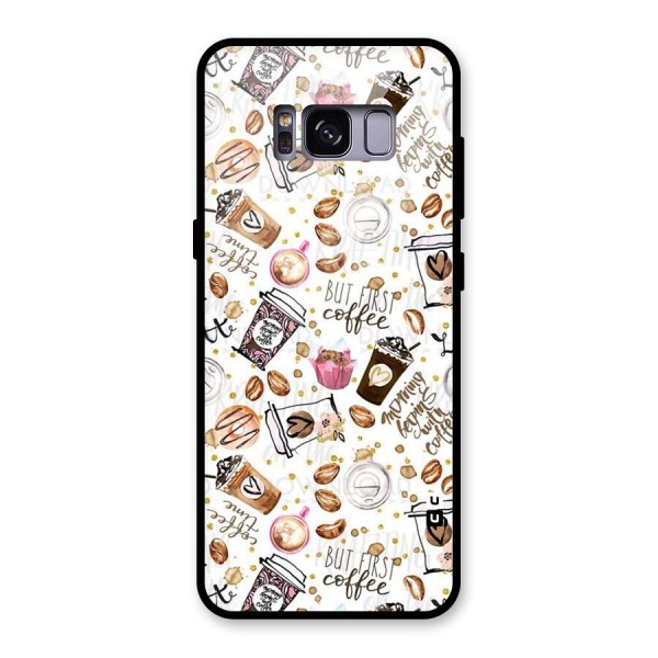 Coffee Pattern Glass Back Case for Galaxy S8