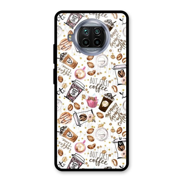 Coffee Pattern Glass Back Case for Mi 10i