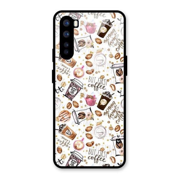 Coffee Pattern Glass Back Case for OnePlus Nord