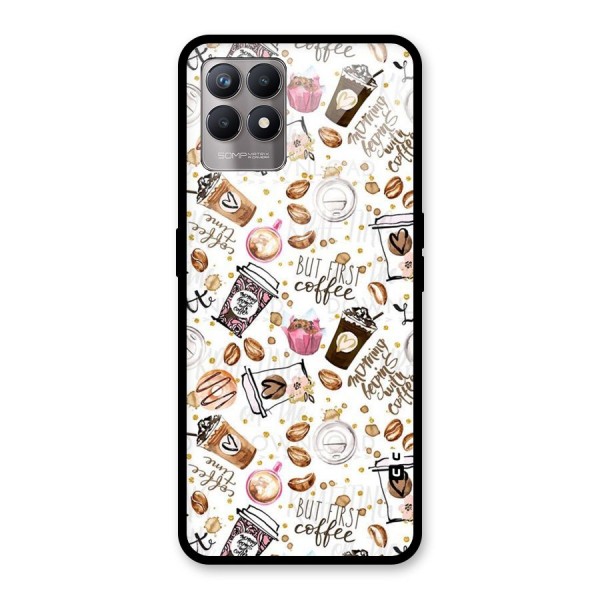 Coffee Pattern Glass Back Case for Realme 8i