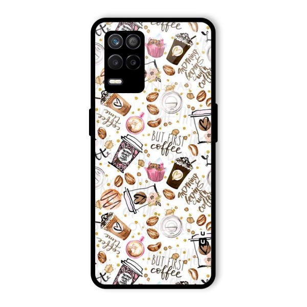 Coffee Pattern Glass Back Case for Realme 9 5G