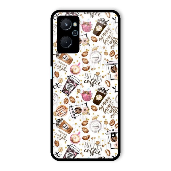 Coffee Pattern Glass Back Case for Realme 9i