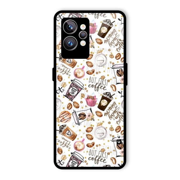 Coffee Pattern Glass Back Case for Realme GT2 Pro