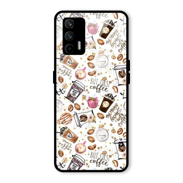 Coffee Pattern Glass Back Case for Realme X7 Max