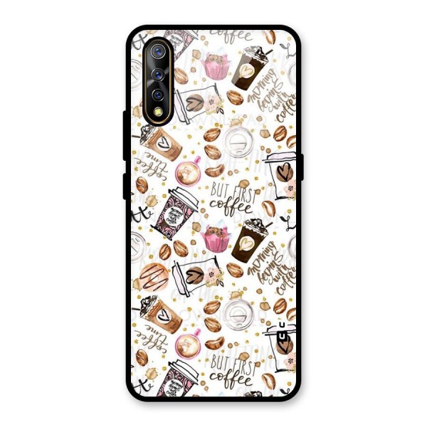 Coffee Pattern Glass Back Case for Vivo S1