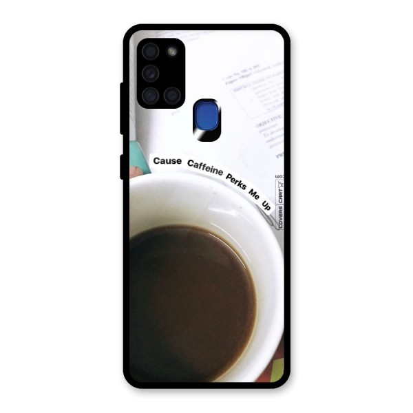 Coffee Perks Glass Back Case for Galaxy A21s