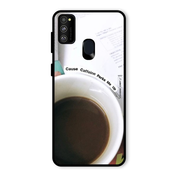 Coffee Perks Glass Back Case for Galaxy M21