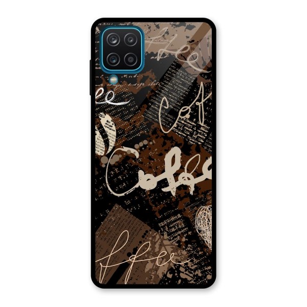 Coffee Scribbles Glass Back Case for Galaxy A12