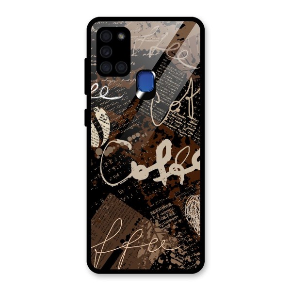 Coffee Scribbles Glass Back Case for Galaxy A21s