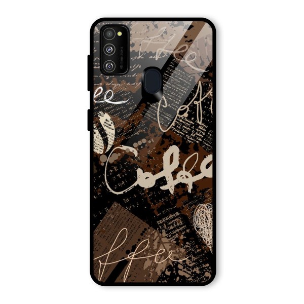 Coffee Scribbles Glass Back Case for Galaxy M21