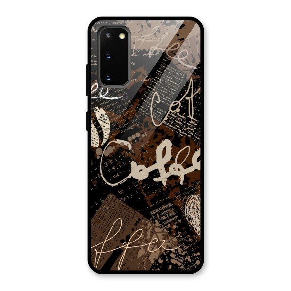 Coffee Scribbles Glass Back Case for Galaxy S20