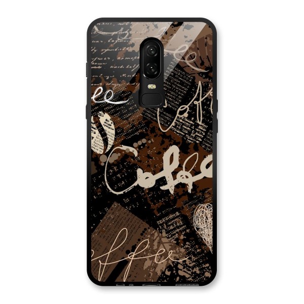 Coffee Scribbles Glass Back Case for OnePlus 6
