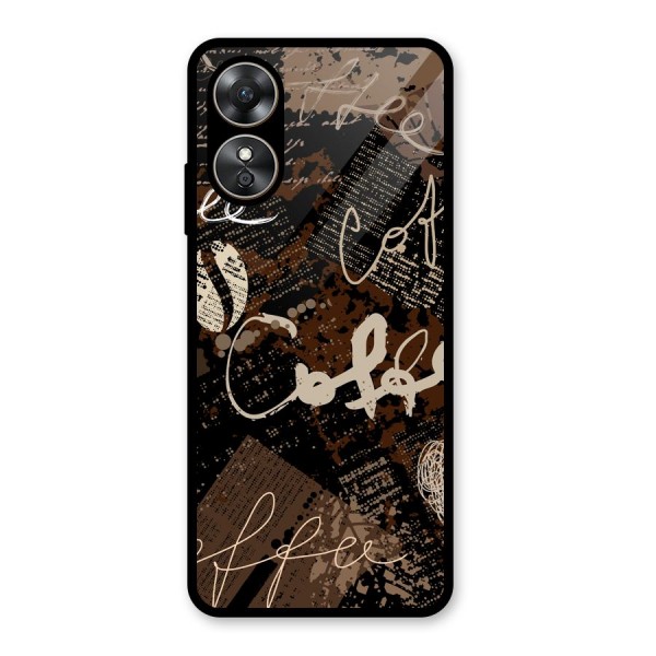 Coffee Scribbles Glass Back Case for Oppo A17