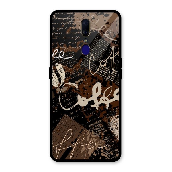 Coffee Scribbles Glass Back Case for Oppo F11