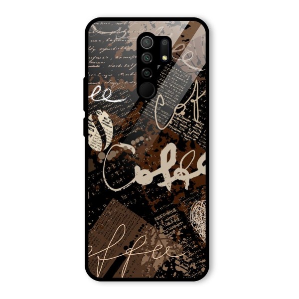 Coffee Scribbles Glass Back Case for Redmi 9 Prime