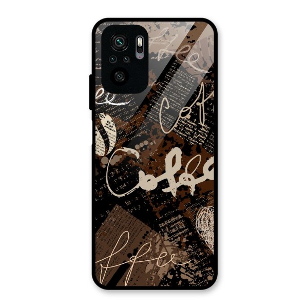 Coffee Scribbles Glass Back Case for Redmi Note 10