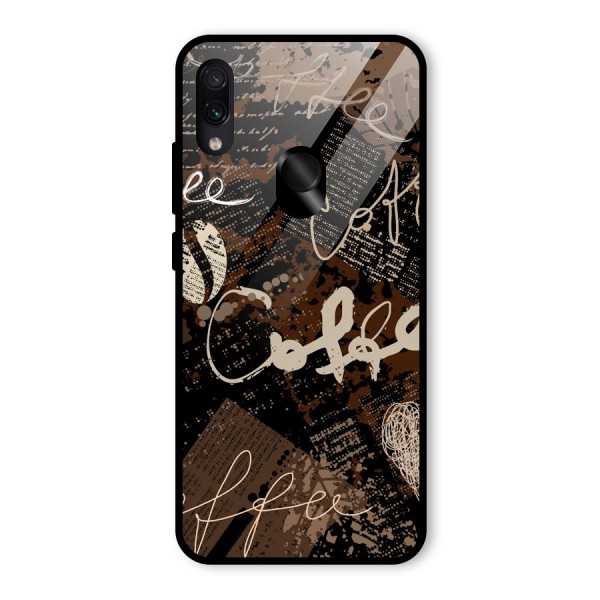 Coffee Scribbles Glass Back Case for Redmi Note 7