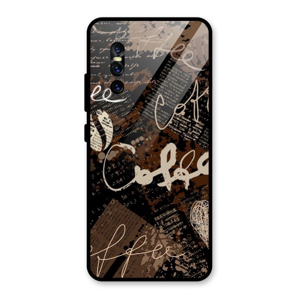 Coffee Scribbles Glass Back Case for Vivo V15 Pro