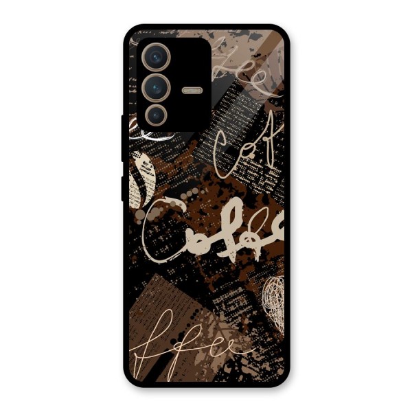 Coffee Scribbles Glass Back Case for Vivo V23 5G