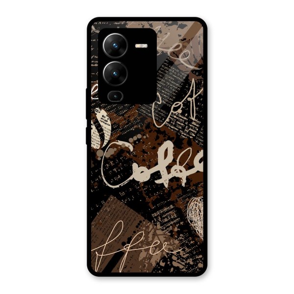 Coffee Scribbles Glass Back Case for Vivo V25 Pro