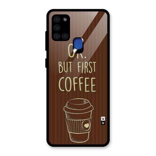 Coffee Stripes Glass Back Case for Galaxy A21s