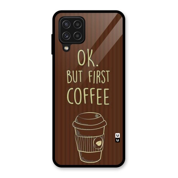 Coffee Stripes Glass Back Case for Galaxy A22 4G