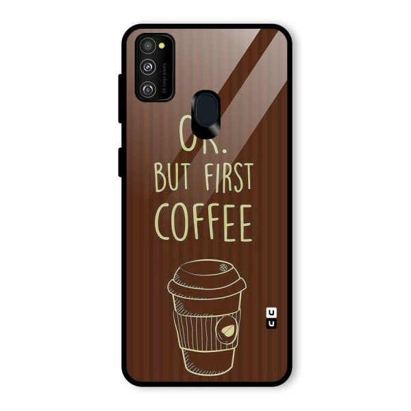 Coffee Stripes Glass Back Case for Galaxy M21