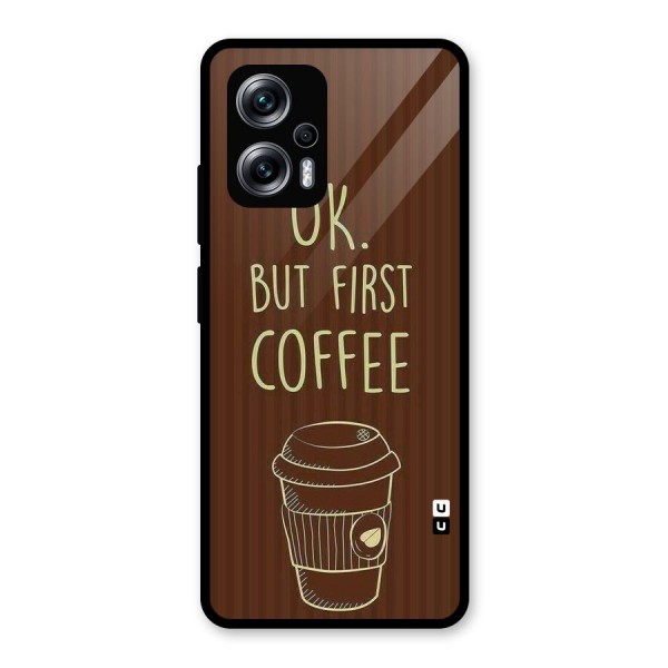 Coffee Stripes Glass Back Case for Redmi K50i