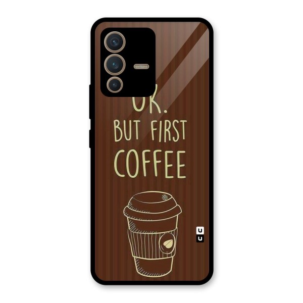 Coffee Stripes Glass Back Case for Vivo V23 5G